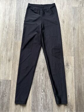 American Apparel Black Shiny High Rise Nylon Tricot Leggings Size XXS